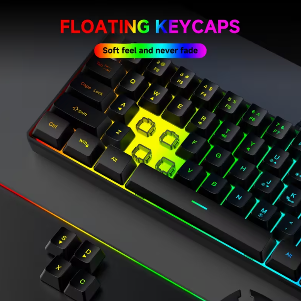 GOTBAT Clavier de Jeu Filaire 60%, Membrane RGB 61 Touches, Ultra-Compact pour PC et Joueurs, PC de Jeu,Clavier Esport,Disposition Ergonomique,Clavier Élégant,Construction Durable,Haute performance,Sensation Mécanique