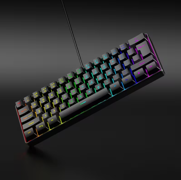GOTBAT Clavier de Jeu Filaire 60%, Membrane RGB 61 Touches, Ultra-Compact pour PC et Joueurs, PC de Jeu,Clavier Esport,Disposition Ergonomique,Clavier Élégant,Construction Durable,Haute performance,Sensation Mécanique