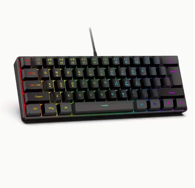 GOTBAT Clavier de Jeu Filaire 60%, Membrane RGB 61 Touches, Ultra-Compact pour PC et Joueurs, PC de Jeu,Clavier Esport,Disposition Ergonomique,Clavier Élégant,Construction Durable,Haute performance,Sensation Mécanique