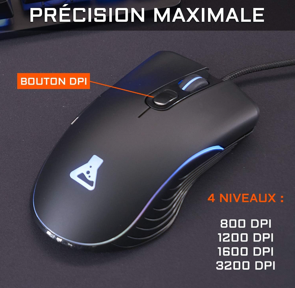 The G-LAB Combo KRYPTON - Clavier Gaming AZERTY USB Anti-Ghosting + Souris Gaming 6 boutons 3200 dpi - Pack Gamer filaire PC PS4 Xbox One Mac Rétro-éclairage RGB (Noir)
