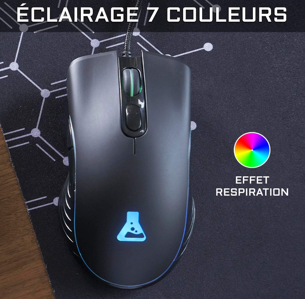 The G-LAB Combo KRYPTON - Clavier Gaming AZERTY USB Anti-Ghosting + Souris Gaming 6 boutons 3200 dpi - Pack Gamer filaire PC PS4 Xbox One Mac Rétro-éclairage RGB (Noir)