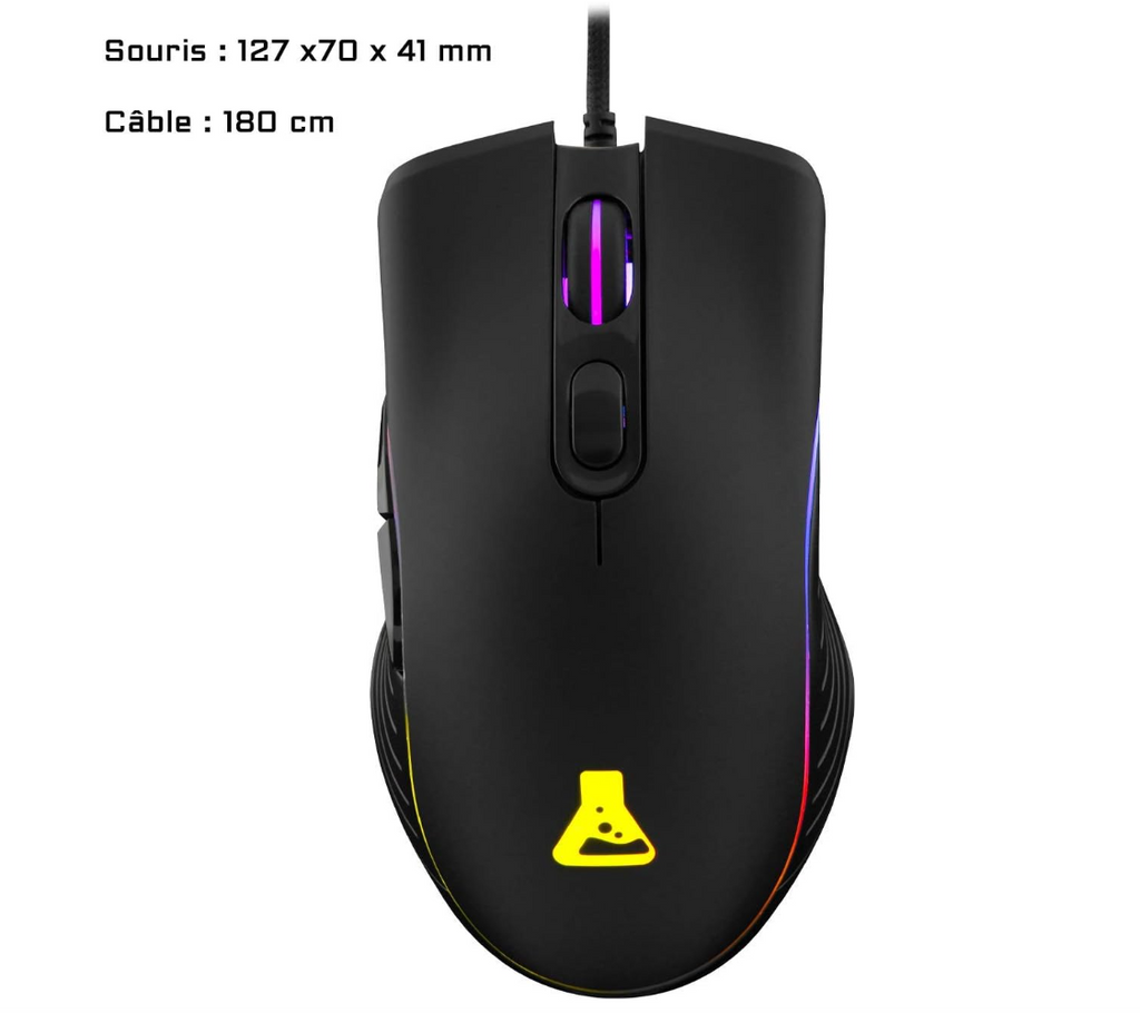 The G-LAB Combo KRYPTON - Clavier Gaming AZERTY USB Anti-Ghosting + Souris Gaming 6 boutons 3200 dpi - Pack Gamer filaire PC PS4 Xbox One Mac Rétro-éclairage RGB (Noir)