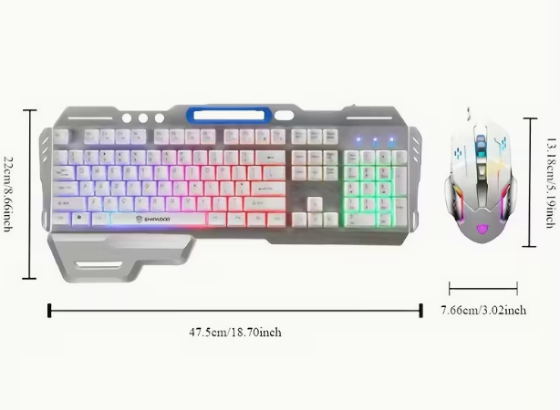 Ensemble clavier et souris de jeu filaire blanc ROG 2 pièces/1 ensemble USB/clavier mécanique rétroéclairé arc-en-ciel et souris DPI réglable pour PC, PS4, PS5, Xbox