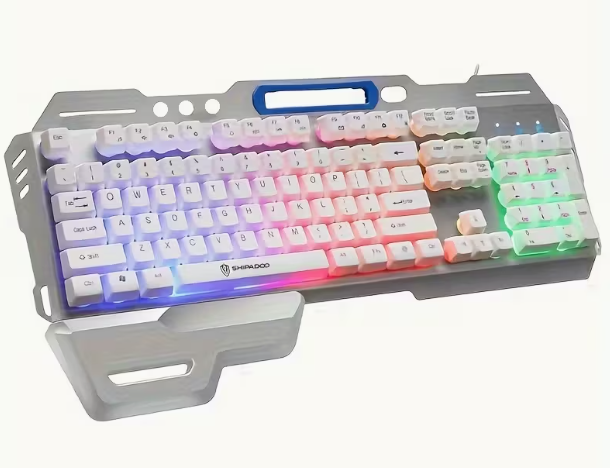 Ensemble clavier et souris de jeu filaire blanc ROG 2 pièces/1 ensemble USB/clavier mécanique rétroéclairé arc-en-ciel et souris DPI réglable pour PC, PS4, PS5, Xbox