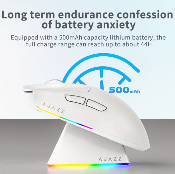AJAZZ AJ139V2 MC Souris sans fil 1000Hz - Idéale pour le Gaming et l'E-sport - Compatible 2.4G/Filaire - Léger, pèse environ 66g, plus confortable en main, souris + station de charge (Standard officiel)