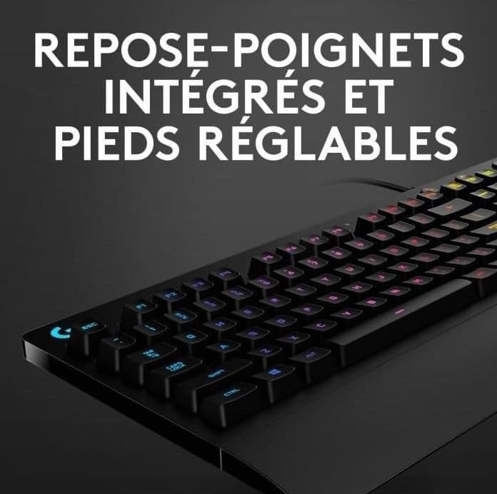 Logitech G213 Prodigy, Clavier Gamer, Eclairage RGB LIGHTSYNC, Résistant aux Éclaboussures, Personnalisable, Commandes Multimédia Dédiées, Français AZERTY - Noir