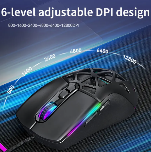 Souris de jeu filaire de conception créative - un ensemble de souris de jeu filaire avec lampe à cheval courant lumineux RGB, câble torsadé de 1,5 mètre, conception créative avec coque interchangeable/vide, souris légère, utilisation ergonomique