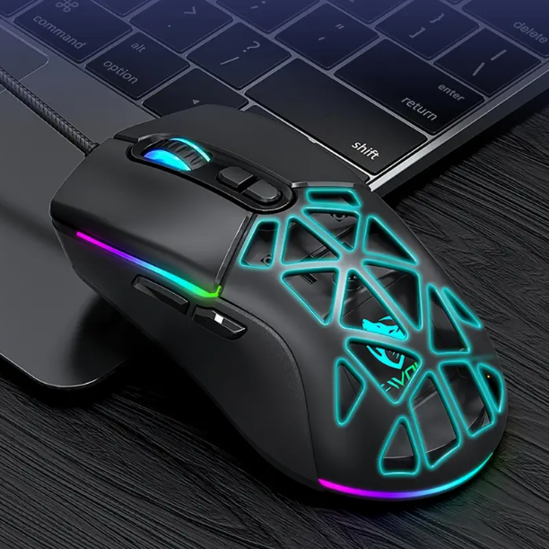 Souris de jeu filaire de conception créative - un ensemble de souris de jeu filaire avec lampe à cheval courant lumineux RGB, câble torsadé de 1,5 mètre, conception créative avec coque interchangeable/vide, souris légère, utilisation ergonomique