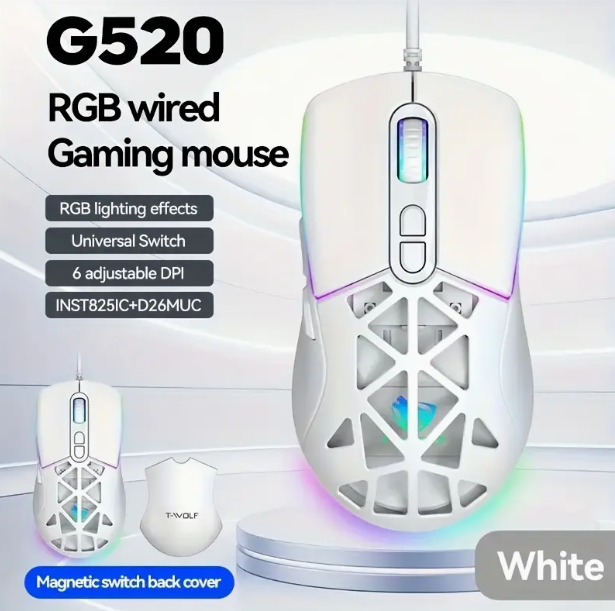 Souris de jeu filaire de conception créative - un ensemble de souris de jeu filaire avec lampe à cheval courant lumineux RGB, câble torsadé de 1,5 mètre, conception créative avec coque interchangeable/vide, souris légère, utilisation ergonomique