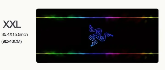 Tapis de souris de jeu surdimensionné antidérapant tapis de souris de jeu - 35.4x15.5 pouces table pad R - Razer Viper design, base en caoutchouc pour PC et ordinateur portable