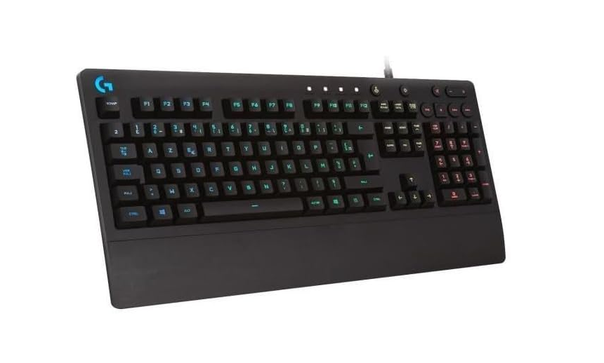 Logitech G213 Prodigy, Clavier Gamer, Eclairage RGB LIGHTSYNC, Résistant aux Éclaboussures, Personnalisable, Commandes Multimédia Dédiées, Français AZERTY - Noir