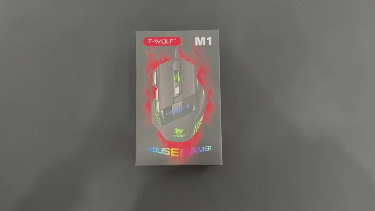 Souris e-sport RGB T-WOLF lumière mixte sept boutons câblée USB, toucher agréable pour tir à la poule, souris d'ordinateur, souris de bureau